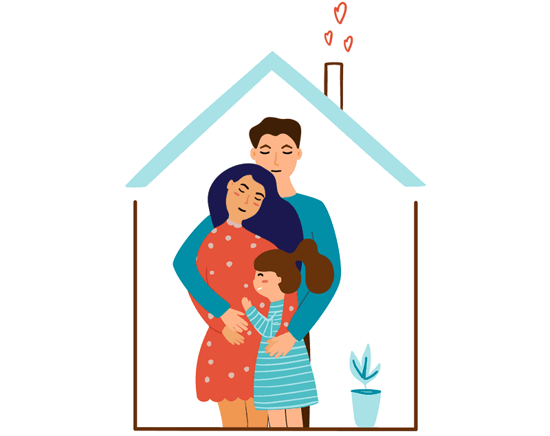 family in home