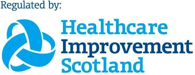 Healthcare Improvement Scotland logo: a stylized blue interwoven knot icon next to the organisation’s name in blue text.