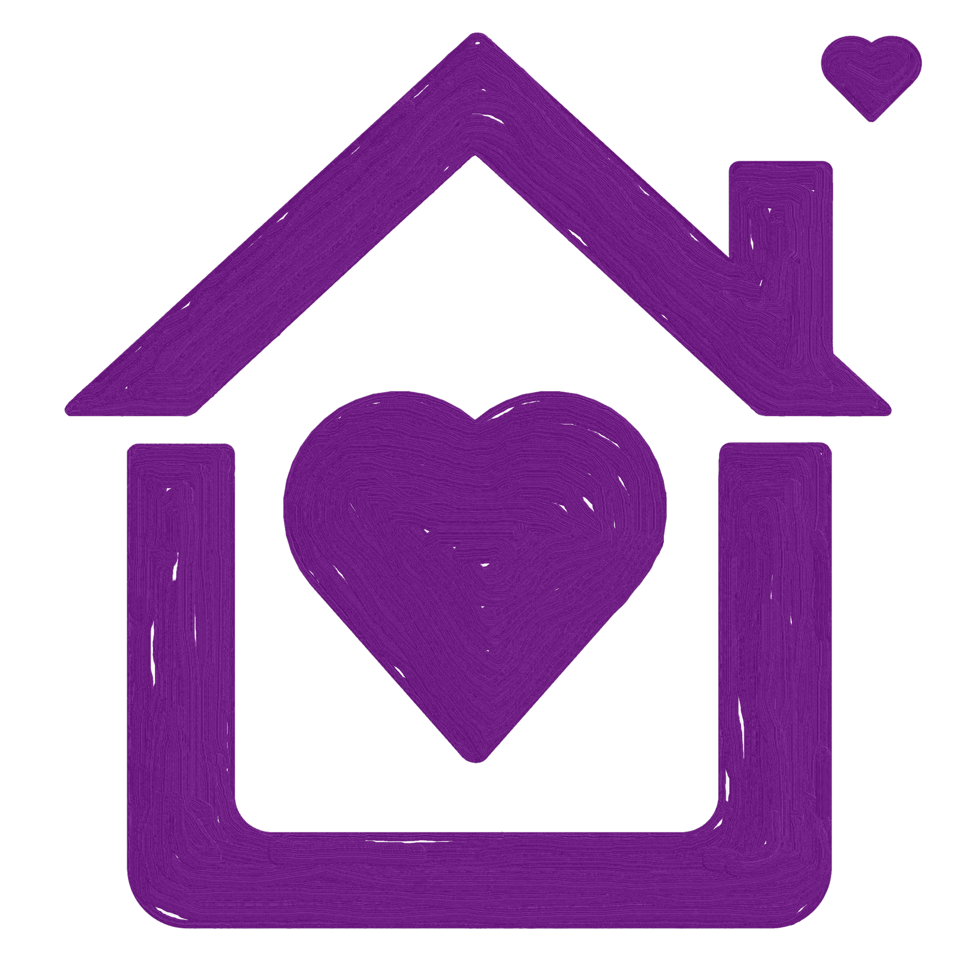 The Purple House Clinic 'Heart in House' logo (purple with no background)