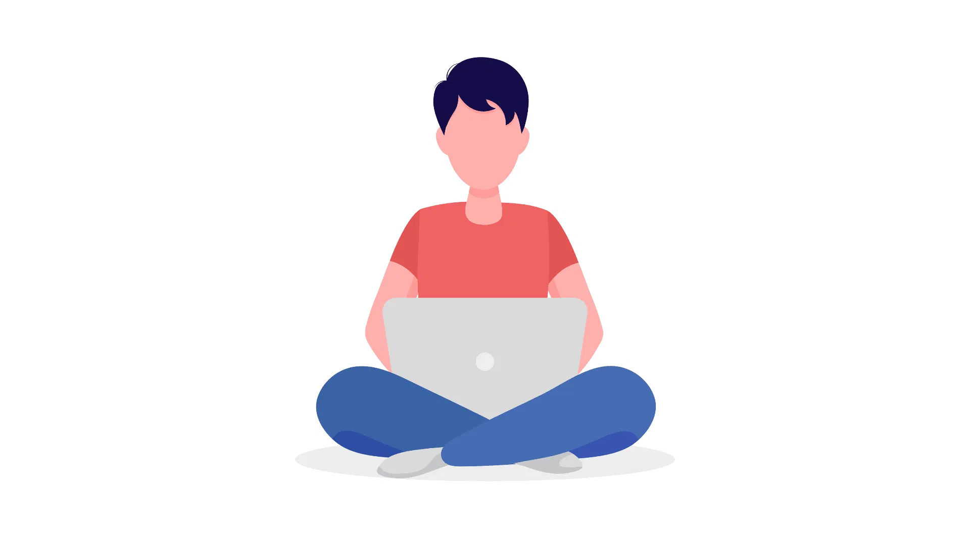 Image of person sat cross-legged on a laptop representing the Purple House Clinic online therapy service for individuals