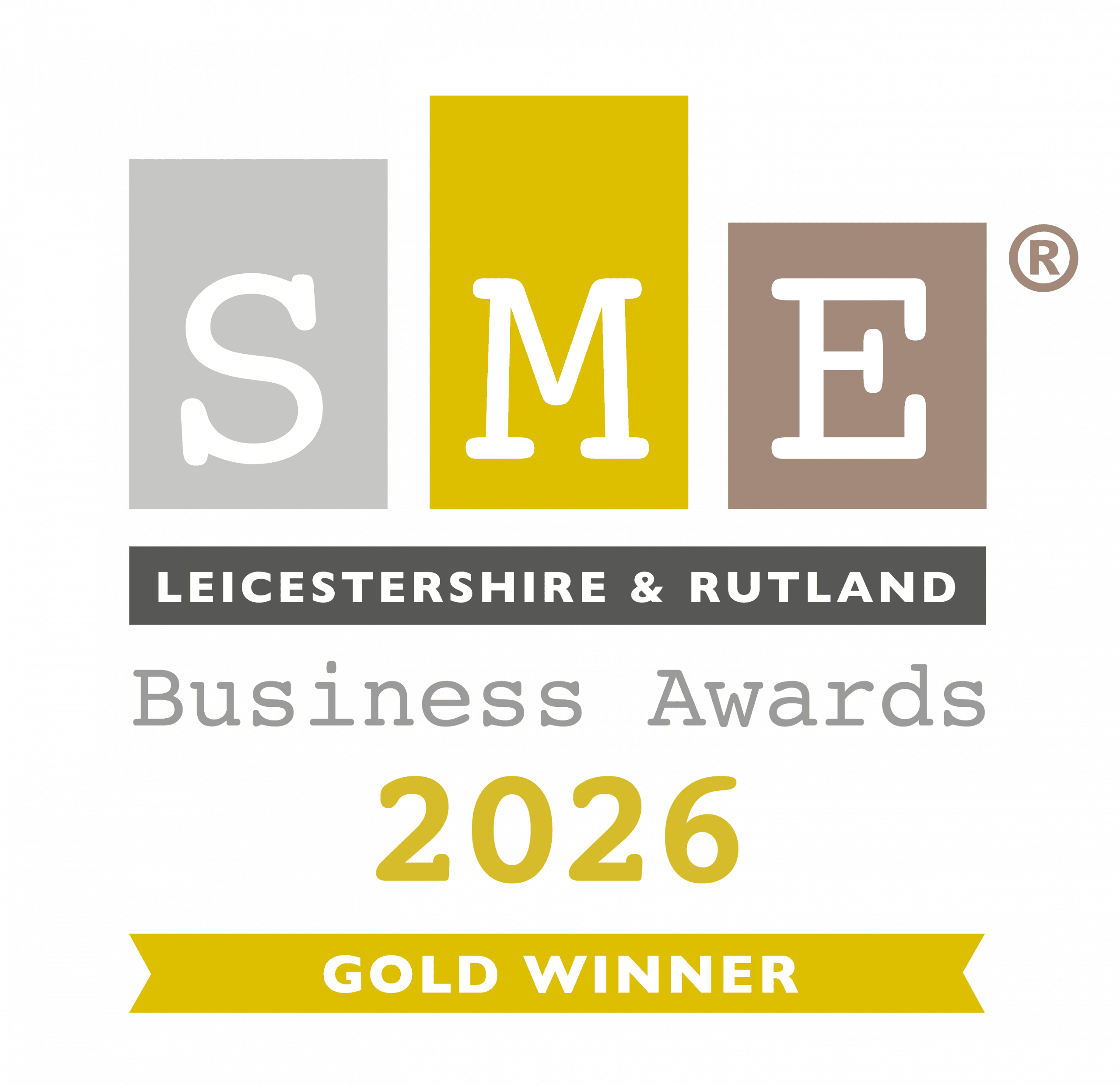 SME Leicestershire and Rutland Business Awards 2026 Gold Winner logo for Community Business of the Year - Purple House Clinic Leicester.
