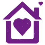 The Purple House Clinic 'Heart in House' logo (purple with no background)