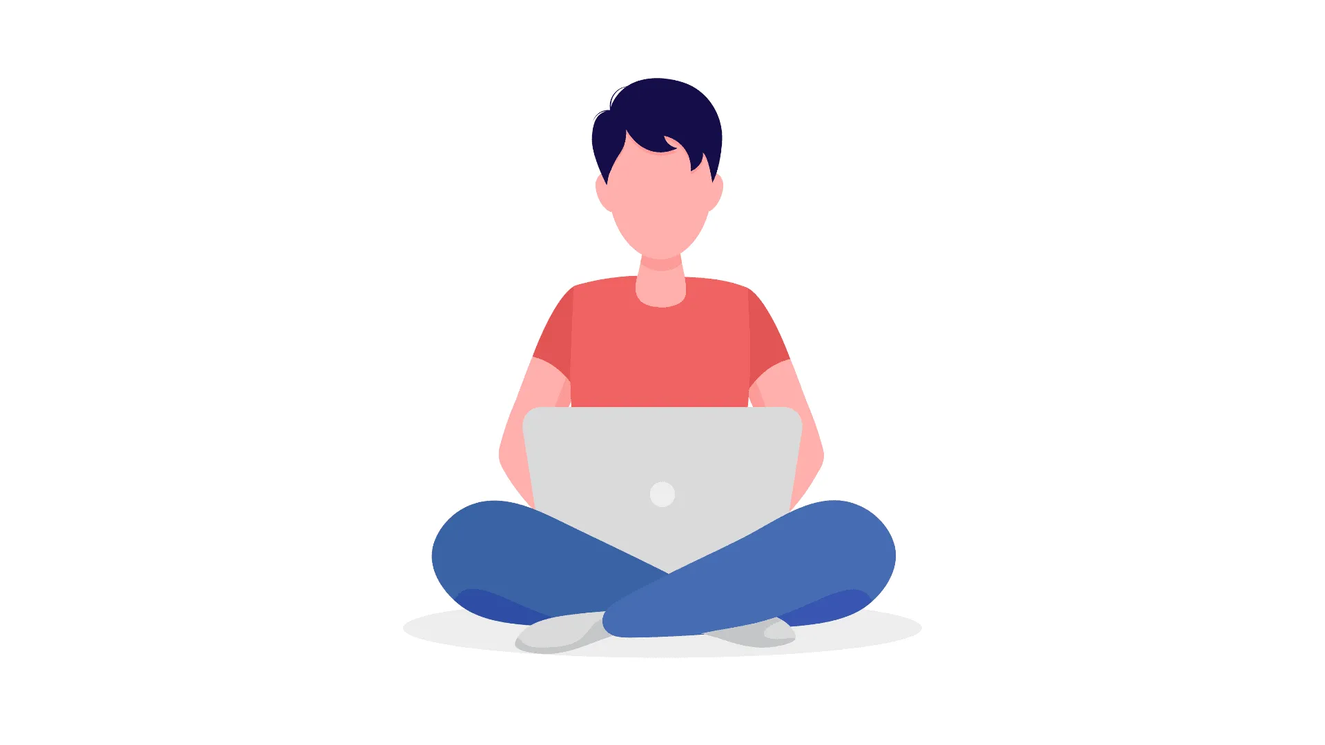 Image of person sat cross-legged on a laptop representing the Purple House Clinic online therapy service for individuals