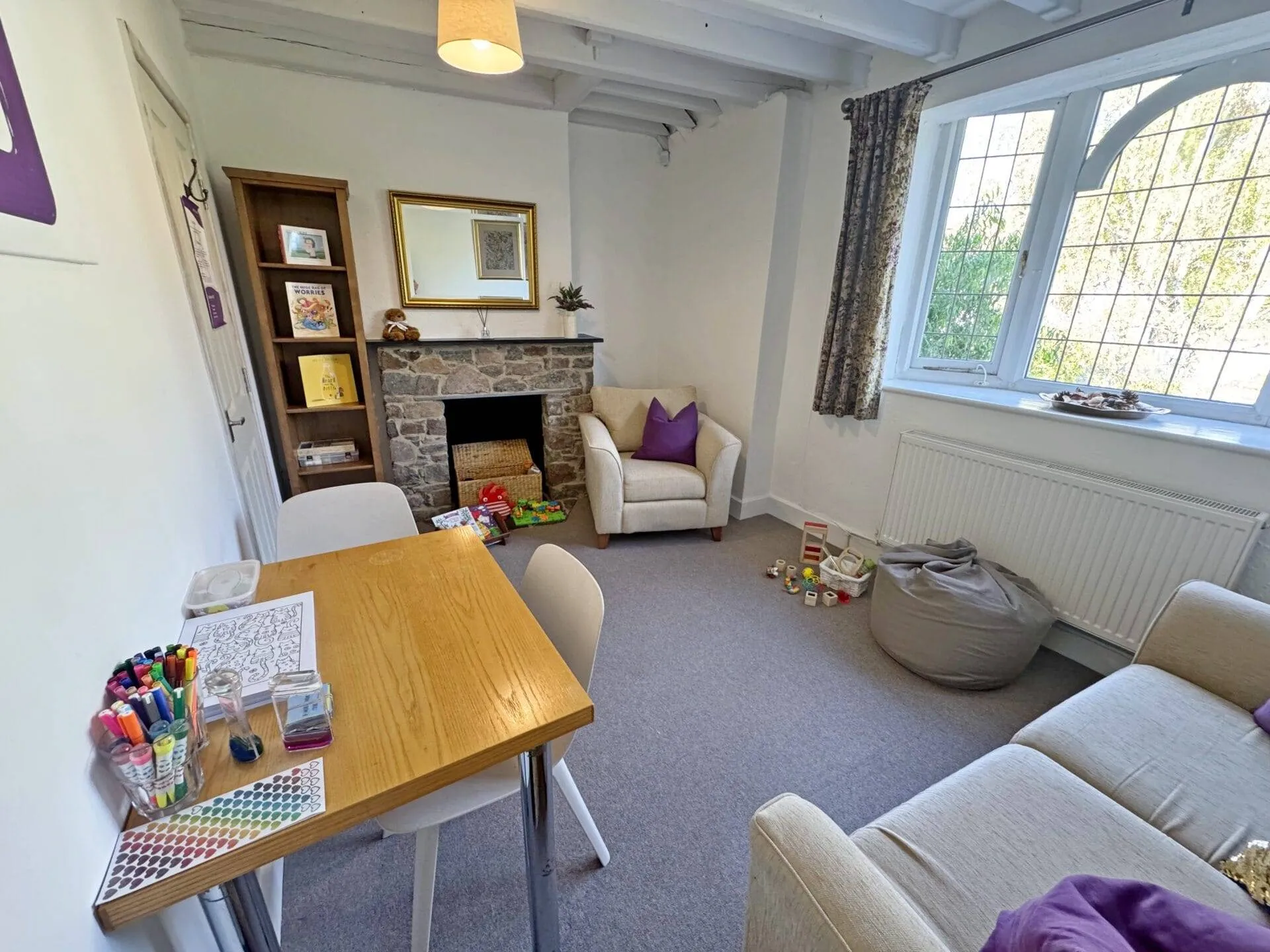 Our dedicated child therapy space in Woodhouse Eaves - a relaxed, safe environment designed to help children and young people feel at ease during assessments and therapy - just a short, scenic drive from Ashby-de-la-Zouch.